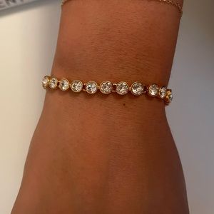 Swavorski Rose-Gold Tone Crystal Tennis Bracelet